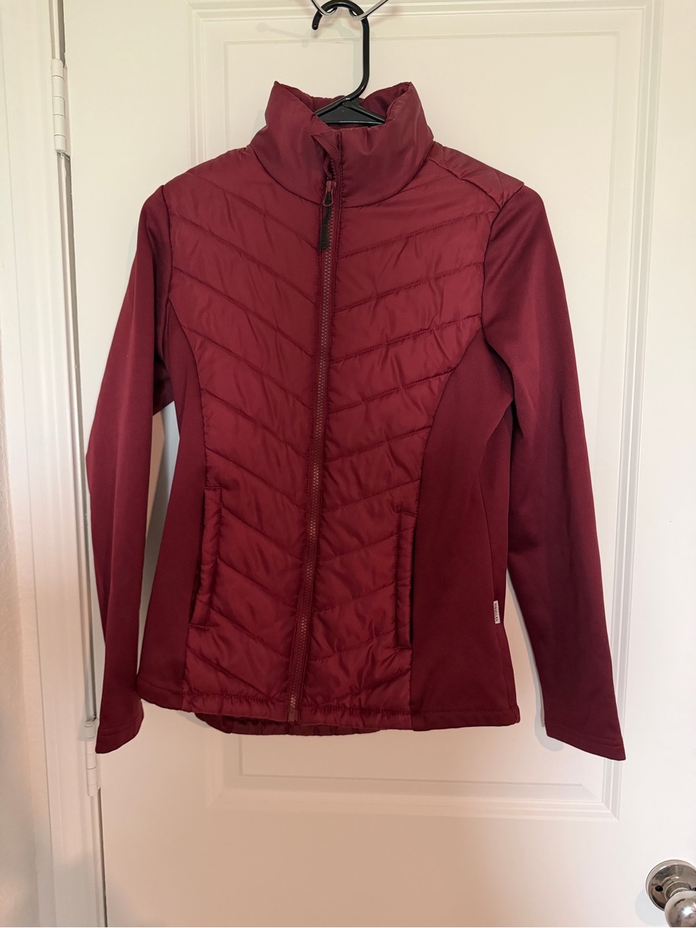Magellan Outdoors Quilted Maroon Full-Zip Puffer Jacket